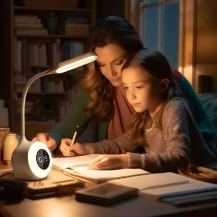 LED RGBW Candeeiro de mesa com regulação com despertador FALCON LED/10W/12V