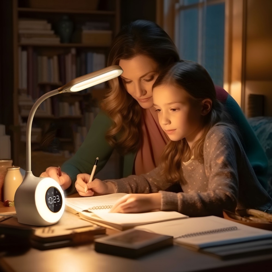 LED RGBW Candeeiro de mesa com regulação com despertador FALCON LED/10W/12V