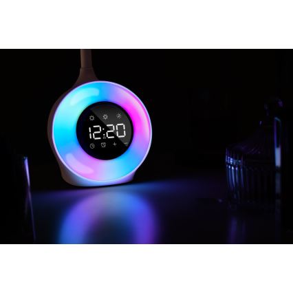 LED RGBW Candeeiro de mesa com regulação com despertador FALCON LED/10W/12V
