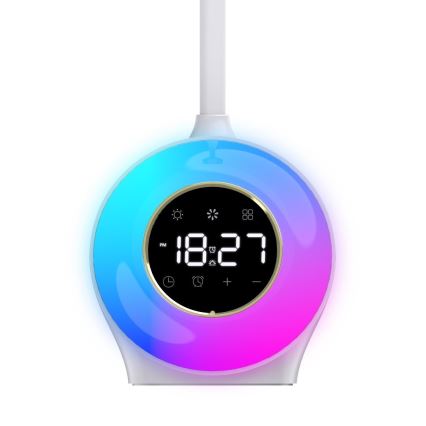 LED RGBW Candeeiro de mesa com regulação com despertador FALCON LED/10W/12V