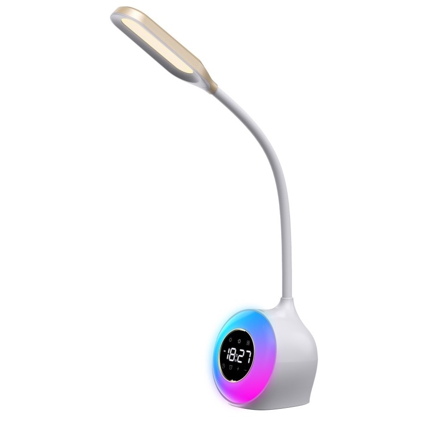 LED RGBW Candeeiro de mesa com regulação com despertador FALCON LED/10W/12V