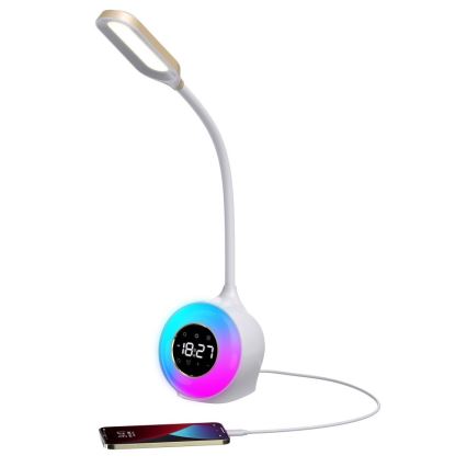 LED RGBW Candeeiro de mesa com regulação com despertador FALCON LED/10W/12V