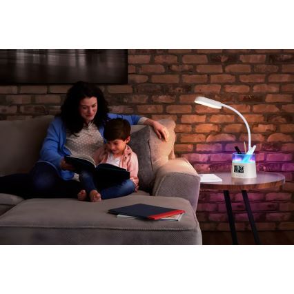 LED RGBW Candeeiro de mesa com regulação e porta-lápis FALCON LED/10W/5V