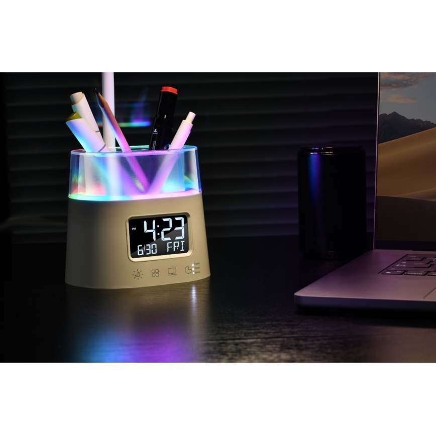 LED RGBW Candeeiro de mesa com regulação e porta-lápis FALCON LED/10W/5V