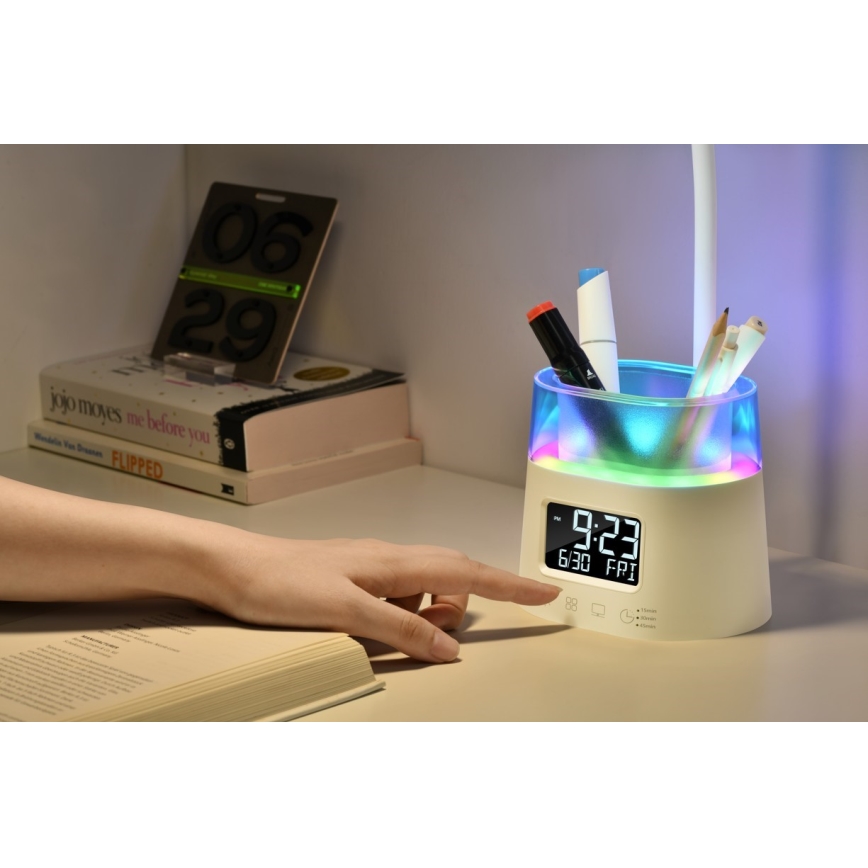 LED RGBW Candeeiro de mesa com regulação e porta-lápis FALCON LED/10W/5V