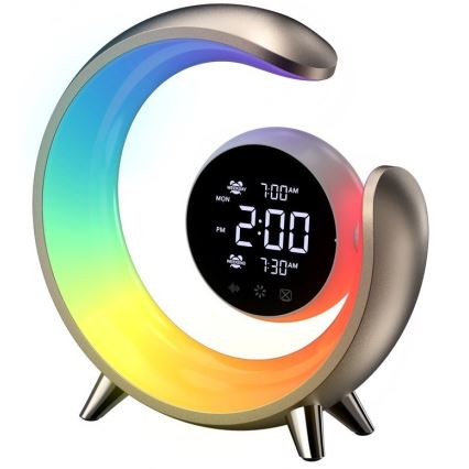 Candeeiro de mesa LED RGBW com regulação e despertador PEACOCK LED/20W/5V USB