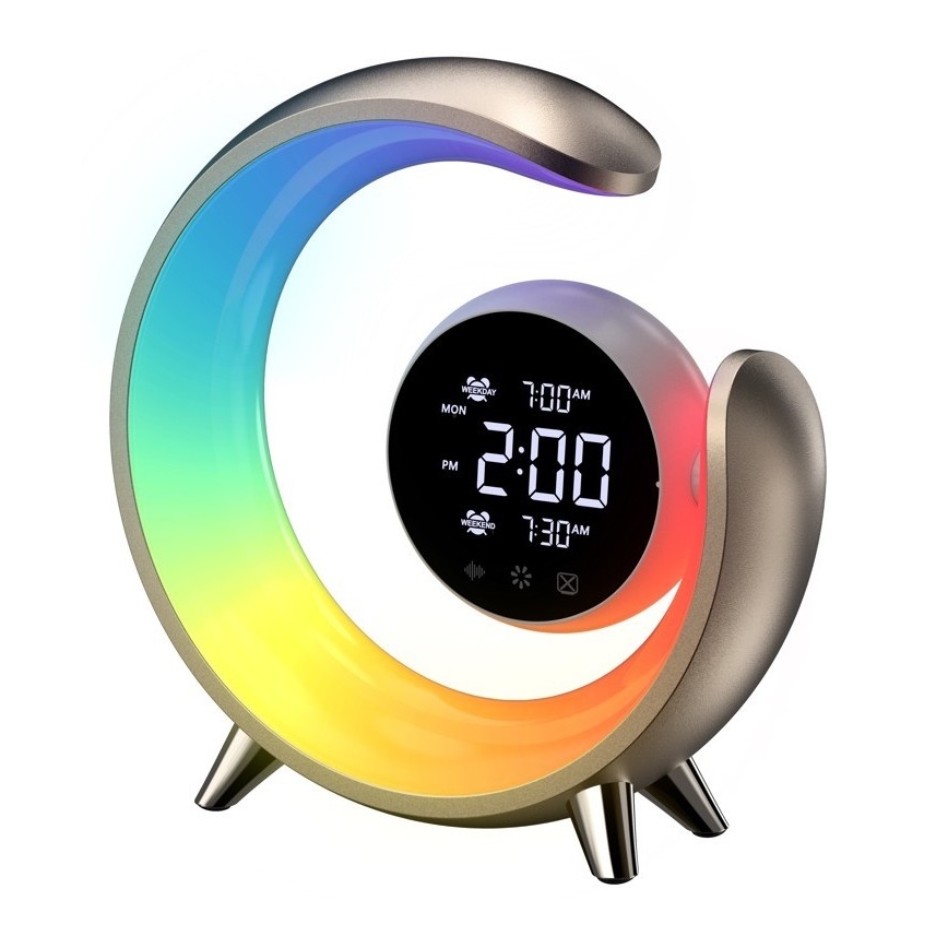 Candeeiro de mesa LED RGBW com regulação e despertador PEACOCK LED/20W/5V USB