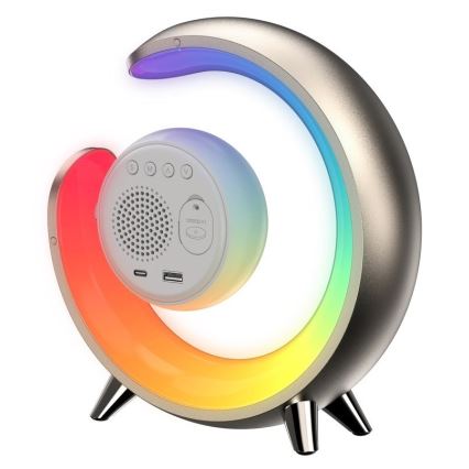 Candeeiro de mesa LED RGBW com regulação e despertador PEACOCK LED/20W/5V USB