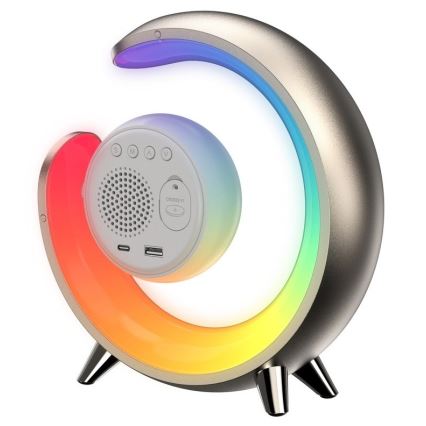 Candeeiro de mesa LED RGBW com regulação e despertador PEACOCK LED/20W/5V USB
