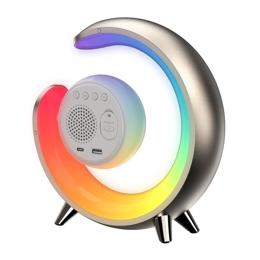 Candeeiro de mesa LED RGBW com regulação e despertador PEACOCK LED/20W/5V USB