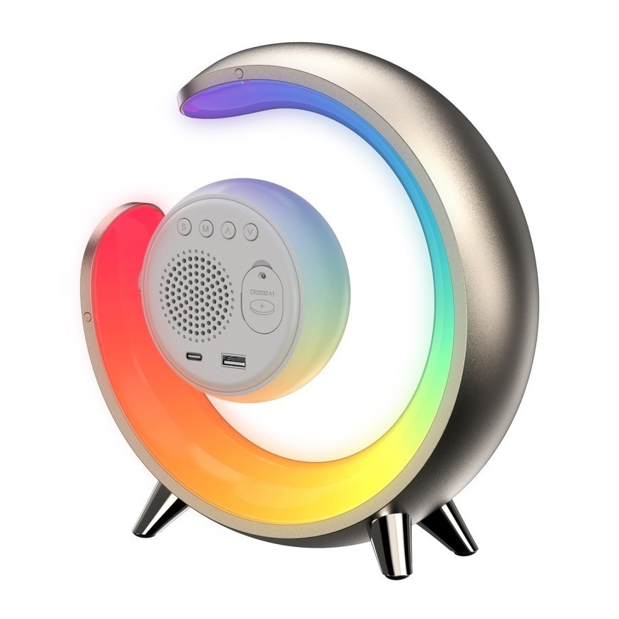 Lâmpada de mesa LED RGBW regulável com despertador PEACOCK LED/20W/5V USB