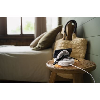 Despertador com visor LCD e sem fios Qi charger 27W/9V branco