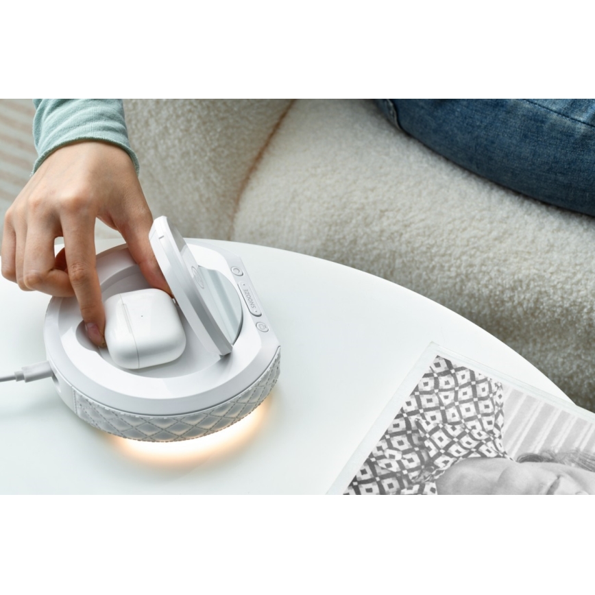 Despertador com visor LCD e sem fios Qi charger 27W/9V branco