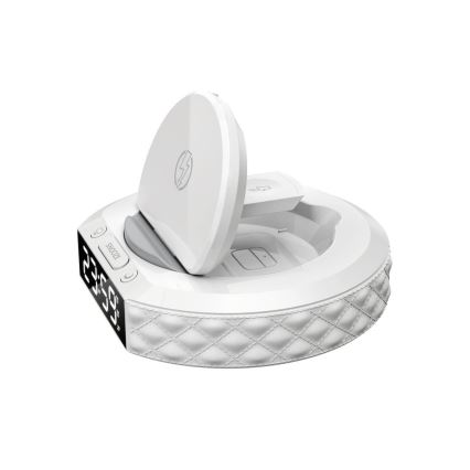 Despertador com visor LCD e sem fios Qi charger 27W/9V branco