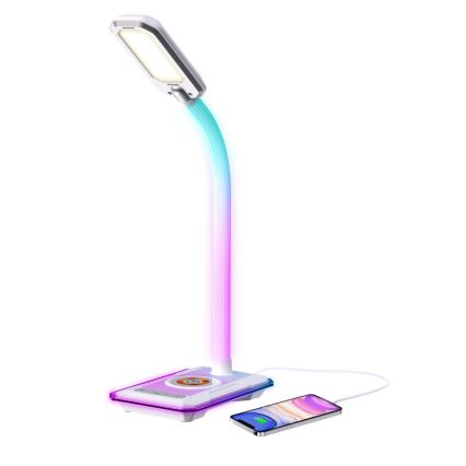 Candeeiro de mesa LED RGBW com regulação e carregamento Qi 30W/230V 3000K/4000K/5000K branco