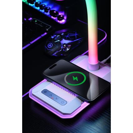 Candeeiro de mesa LED RGBW com regulação e carregamento Qi 30W/230V preto