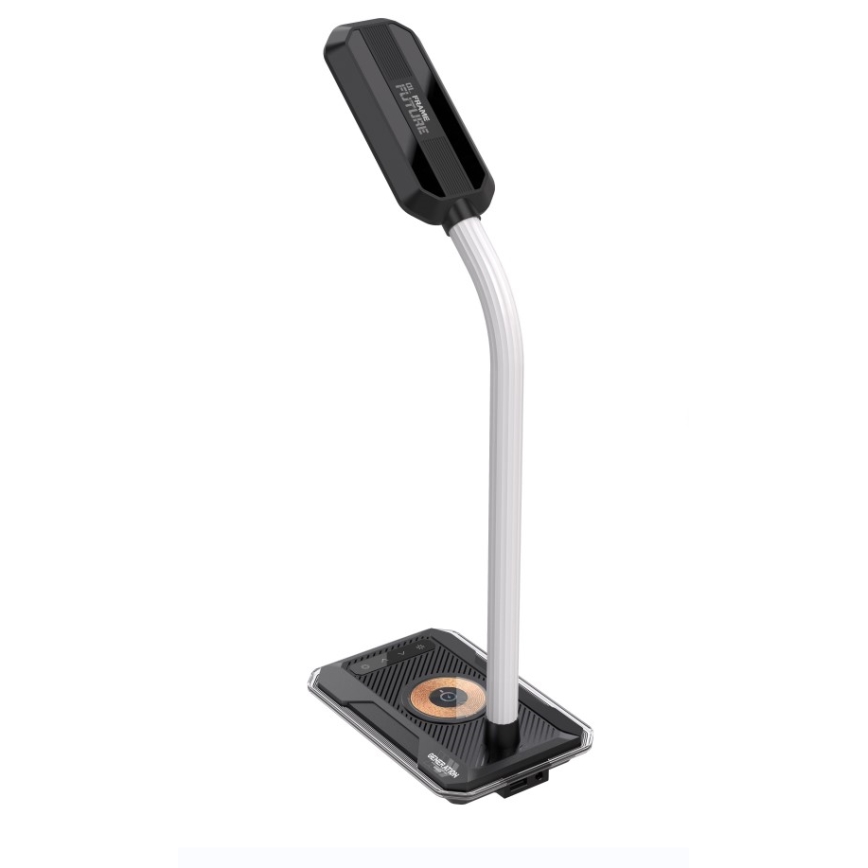 Candeeiro de mesa LED RGBW com regulação e carregamento Qi 30W/230V preto