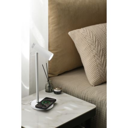 Candeeiro de mesa LED com regulação e carregamento sem fios TIT LED/12W/230V branco