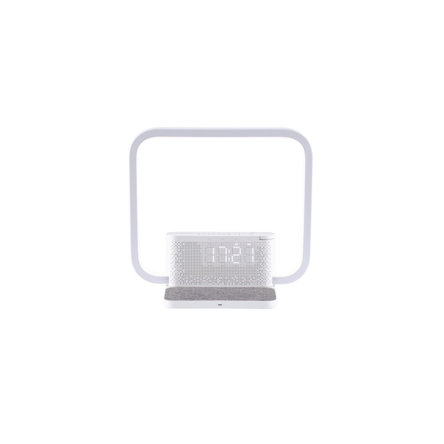 Candeeiro de mesa LED com regulação, despertador e carregamento sem fios LED/18W/230V branco