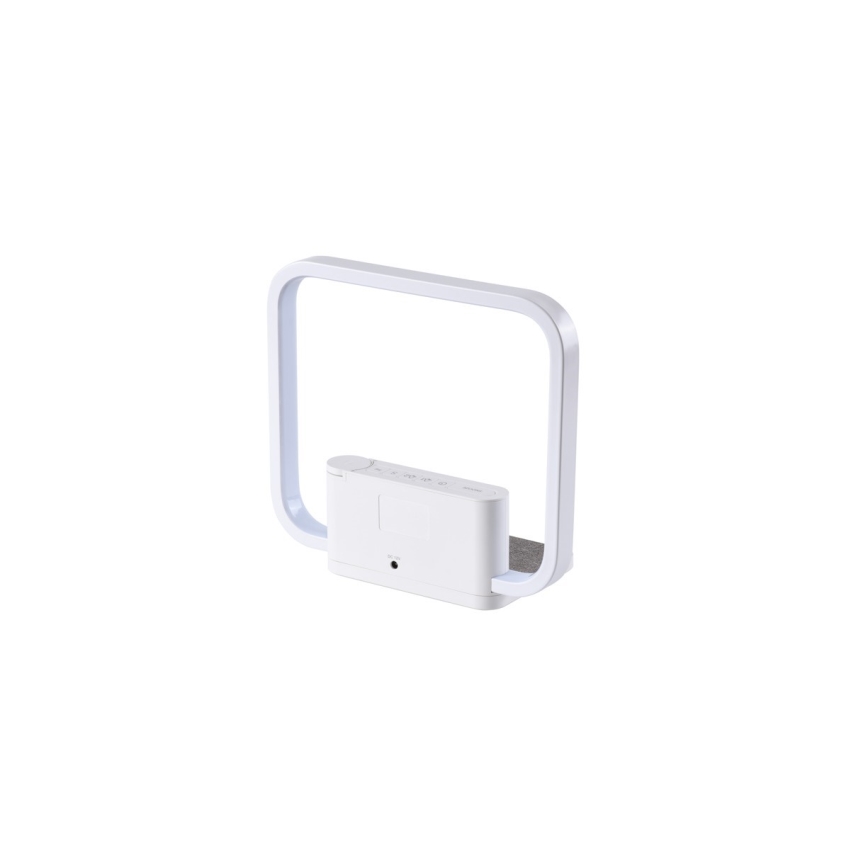 Candeeiro de mesa LED com regulação, despertador e carregamento sem fios LED/18W/230V branco