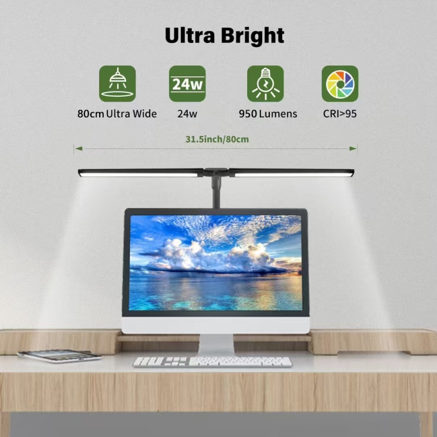 Iluminação LED flexível para monitores regulável  OFFICE LED/24W/230V 2700-6300K CRI 95