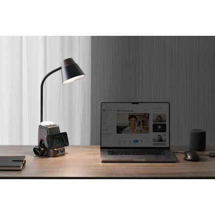 Candeeiro de mesa LED+CCT dimerizável com carregamento sem fios QI IDEAL LED/8W/230V 2700/4000/5000K castanho