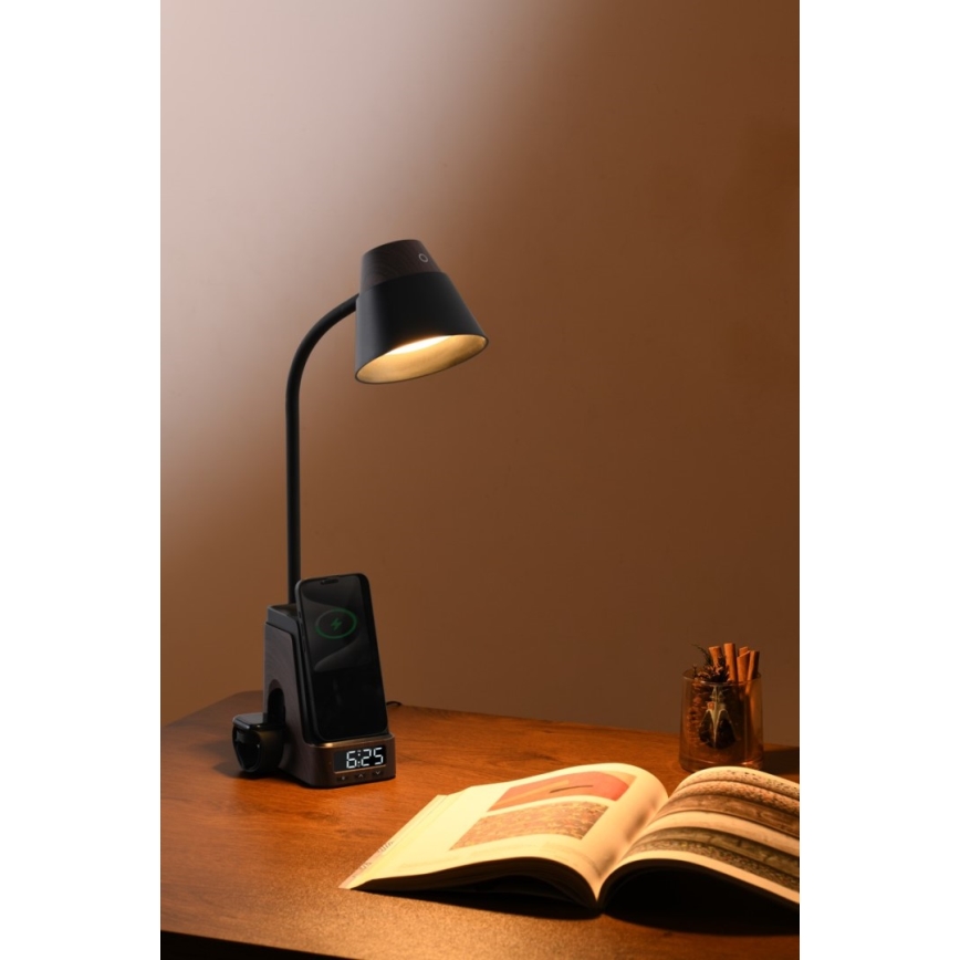 Candeeiro de mesa LED+CCT dimerizável com carregamento sem fios QI IDEAL LED/8W/230V 2700/4000/5000K castanho