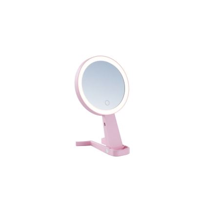 Immax 09102L - Espelho de maquilhagem dimerizável LED+CCT SWEET LED/3W/5V rosa