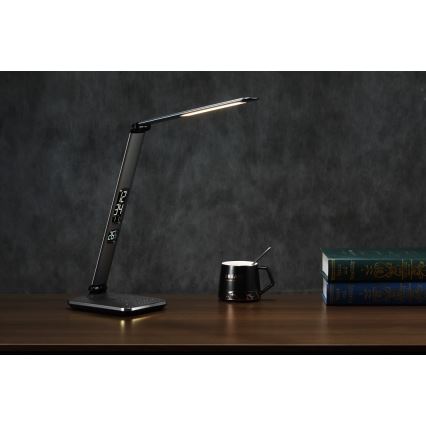 Candeeiro de mesa LED dimerizável LED/8,5W/230V com carregamento sem fios, prateado