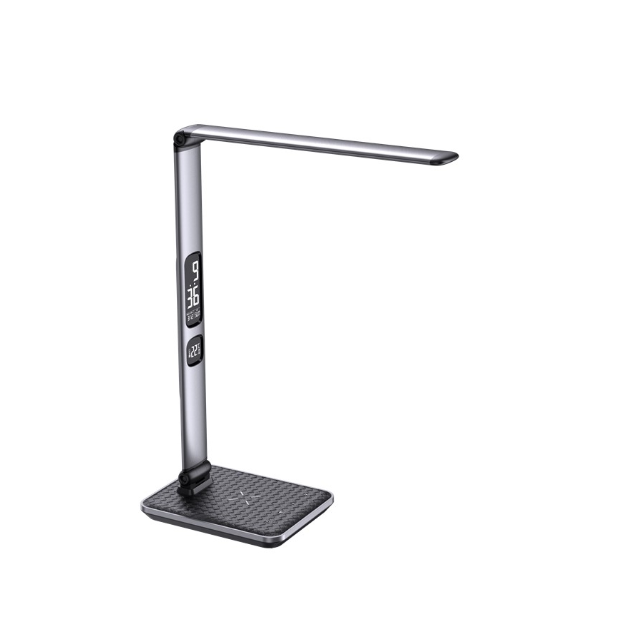 Candeeiro de mesa LED dimerizável LED/8,5W/230V com carregamento sem fios, prateado