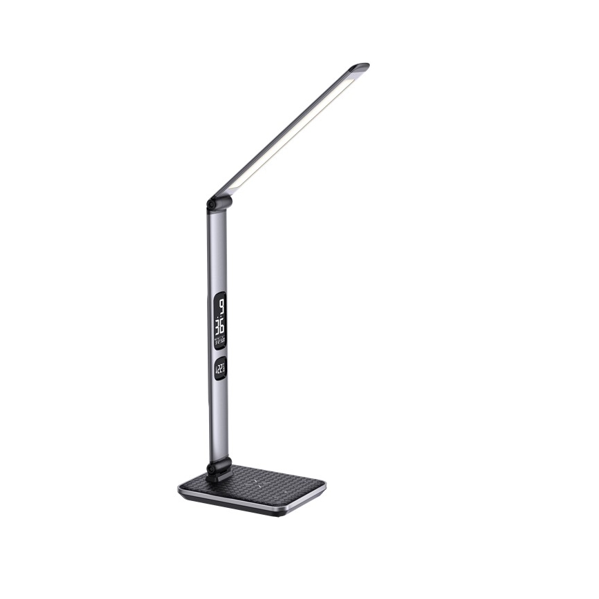 Candeeiro de mesa LED dimerizável LED/8,5W/230V com carregamento sem fios, prateado