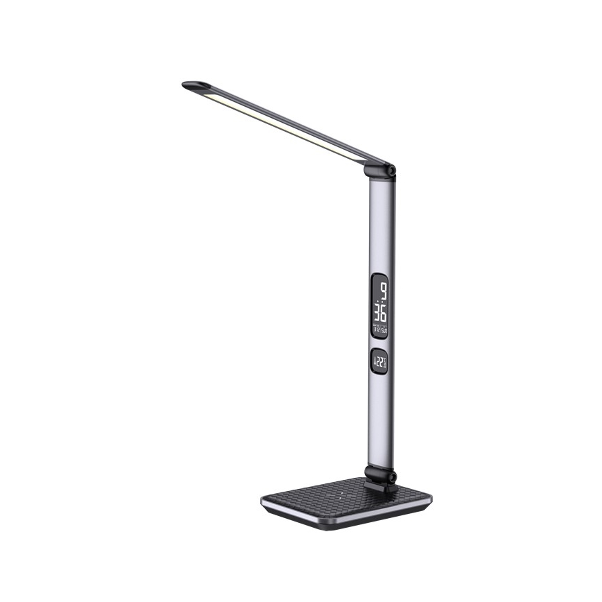 Candeeiro de mesa LED dimerizável LED/8,5W/230V com carregamento sem fios, prateado