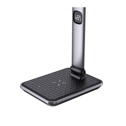 Candeeiro de mesa LED dimerizável LED/8,5W/230V com carregamento sem fios, prateado