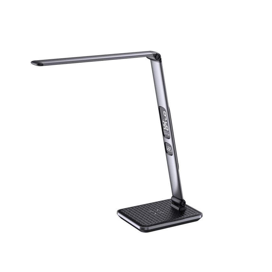 Candeeiro de mesa LED dimerizável LED/8,5W/230V com carregamento sem fios, prateado