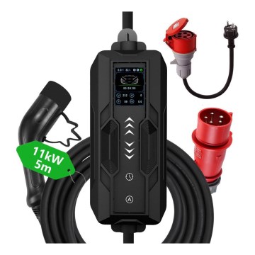 Immax - Estação de carregamento EV para veículos elétricos AC Tipo 2 16 A/380 V + plugue 230 V, 3,7 kW, 5 m Tuya
