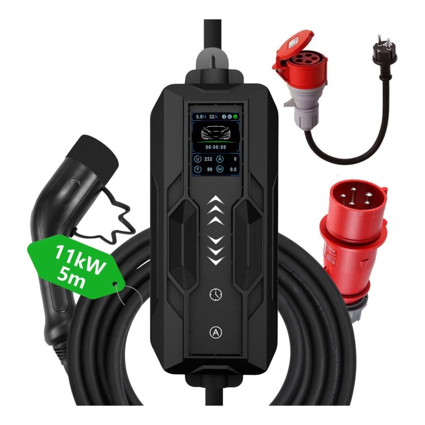 Immax - Estação de carregamento EV para veículos elétricos AC Tipo 2 16 A/380 V + plugue 230 V, 3,7 kW, 5 m Tuya