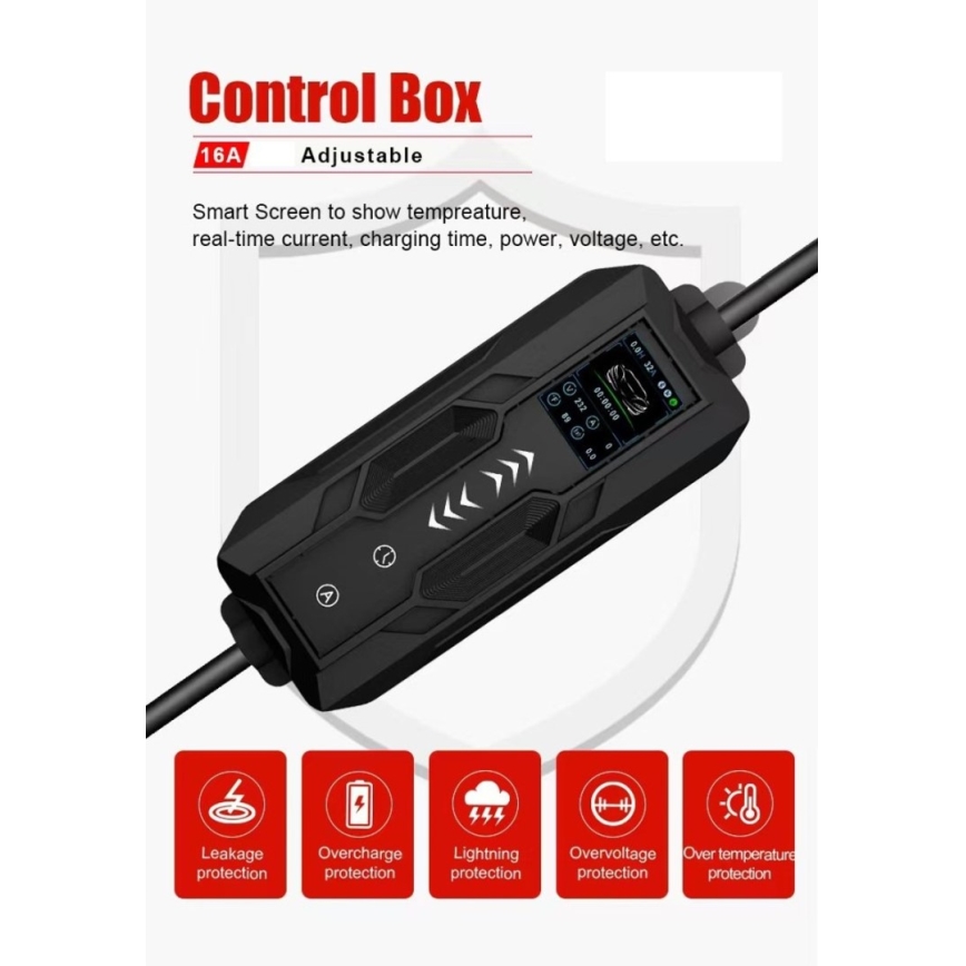 Immax - Estação de carregamento portátil para veículos elétricos AC Type 2 16A/380V 11kW + ficha 230V, 3,7kW 5m + capa