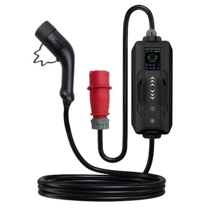 Immax - Estação de carregamento portátil para veículos elétricos AC Type 2 16A/380V 11kW + ficha 230V, 3,7kW 5m + capa