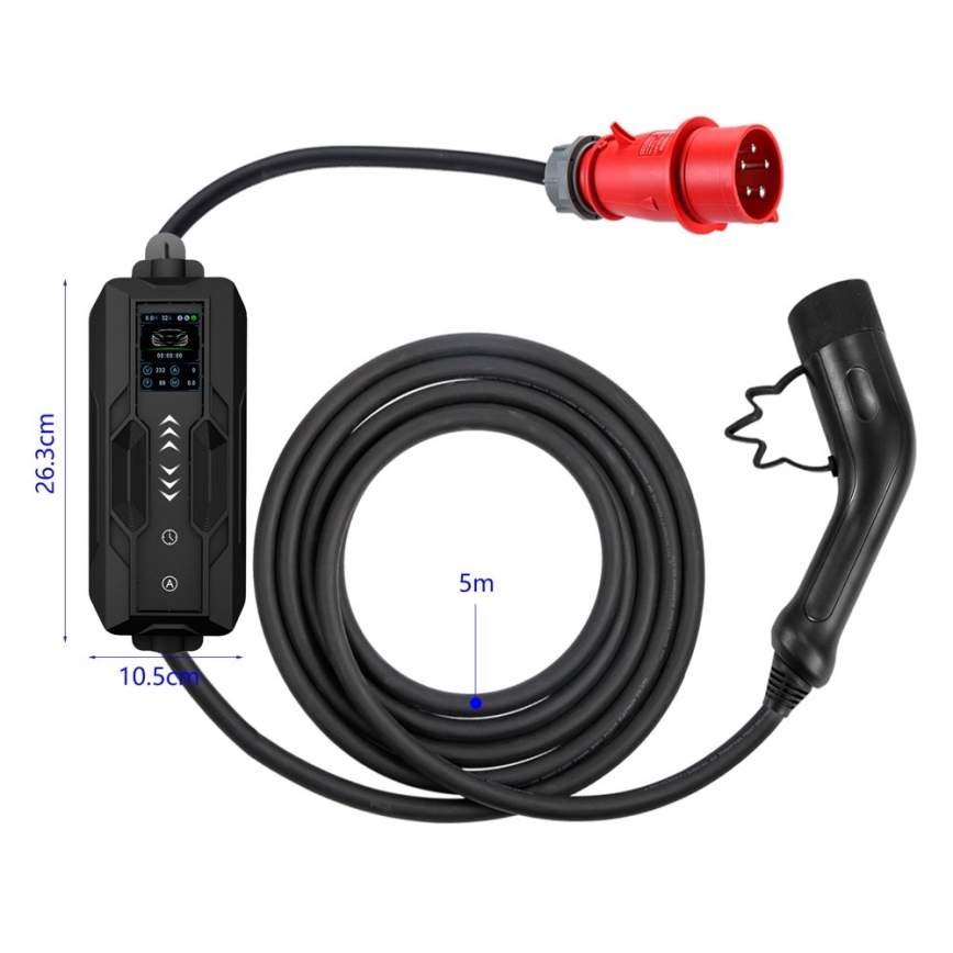Immax - Estação de carregamento portátil para veículos elétricos AC Type 2 32A/380V 22kW 5m + capa