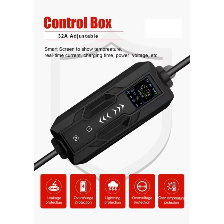 Immax - Estação de carregamento portátil para veículos elétricos AC Type 2 32A/380V 22kW 5m + capa