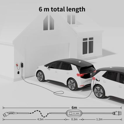 Immax - Estação de carregamento portátil para veículos elétricos AC Type 2 32A/380V 22kW 5m + capa