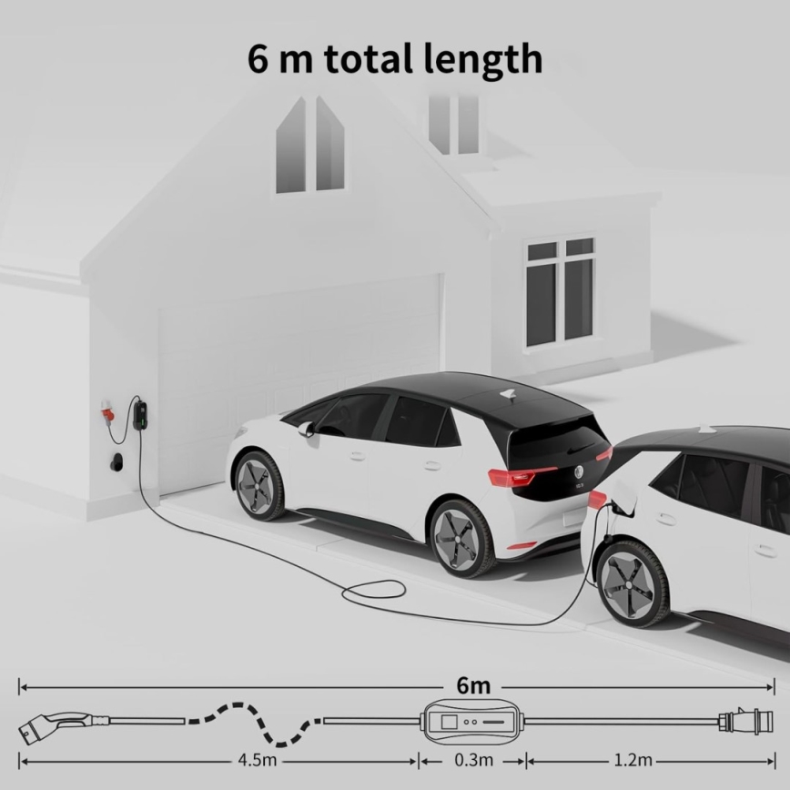 Immax - Estação de carregamento portátil para veículos elétricos AC Type 2 32A/380V 22kW 5m + capa