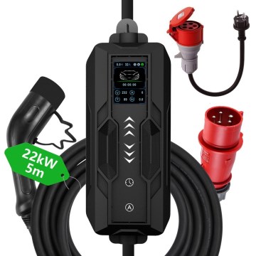 Immax - Estação de carregamento portátil para veículos elétricos AC Type 2 32A/380V 22kW 5m + capa