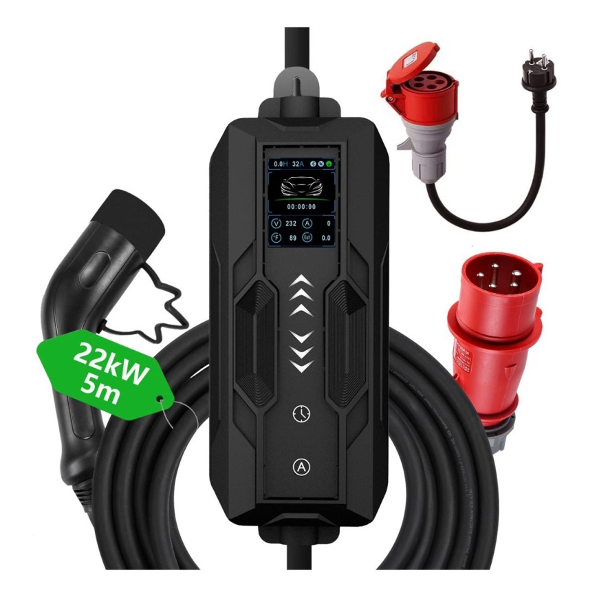 Immax - Estação de carregamento portátil para veículos elétricos AC Type 2 32A/380V 22kW 5m + capa