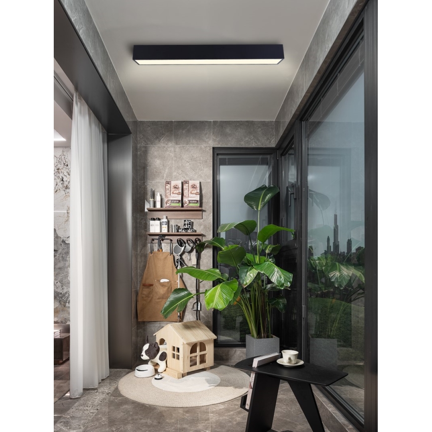 Immax NEO 07074-90 - Iluminação de teto LED com regulação CANTO LED/50W/230V preto Tuya + controlo remoto
