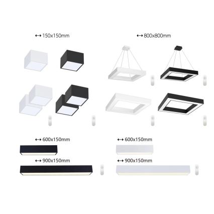 Immax NEO 07074-90 - Iluminação de teto LED com regulação CANTO LED/50W/230V preto Tuya + controlo remoto