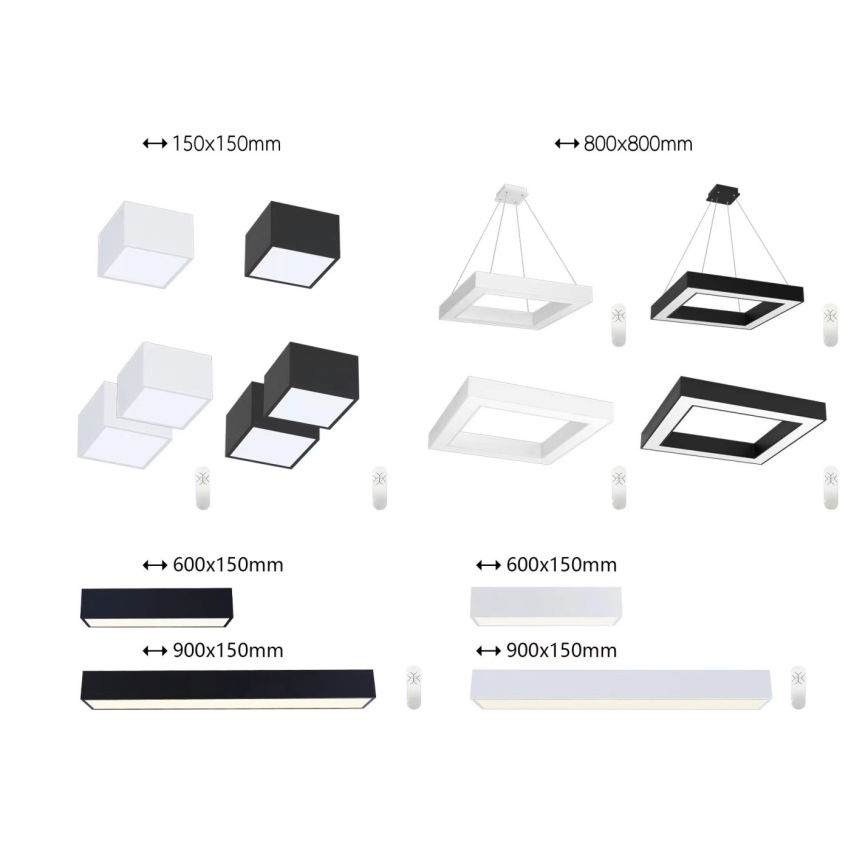 Immax NEO 07074-90 - Iluminação de teto LED com regulação CANTO LED/50W/230V preto Tuya + controlo remoto