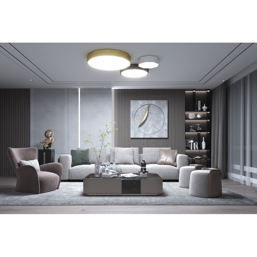 Immax NEO 07130-B60 - LED SMART Iluminação de teto com regulação DIAMANTE preto LED/43W/230V + controlo remoto 60cm Tuya ZigBee