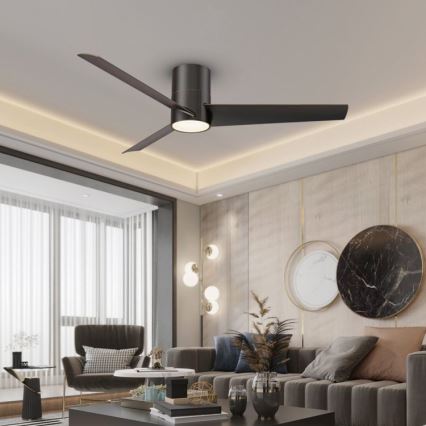 Immax NEO 07135-B - Ventoinha de teto LED com regulação FRESH LED/18W/230V Wi-Fi Tuya preto + comando