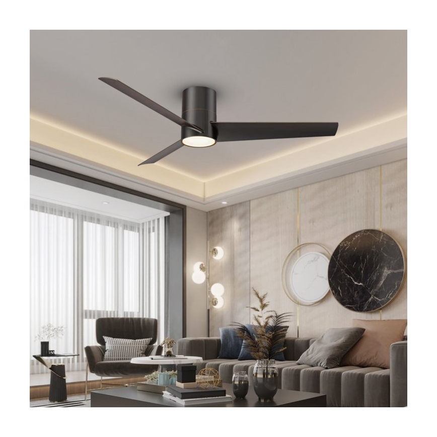 Immax NEO 07135-B - Ventoinha de teto LED com regulação FRESH LED/18W/230V Wi-Fi Tuya preto + comando